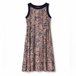 Perceptions Paisley Sleeveless Dress Navy Orange Size L NWT